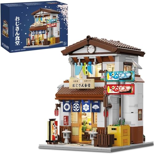 barweer Japan Mitternachtskantine Klemmbausteine Häuser Set für Erwachsene Kind, City Modular Buildings, Hausbauset House Architecture (861 Teile) C66014W, Kompatible mit Lego von barweer