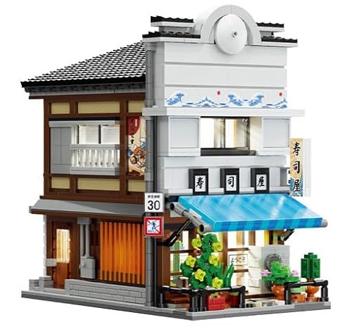barweer Japan Sushi Haus Bausteine, Japanisch House Modular Buildings Architecture Modellbausatz Set für Erwachsene,Klemmbausteine Häuser Mit Figuren(1665 Teile) C66018W von barweer
