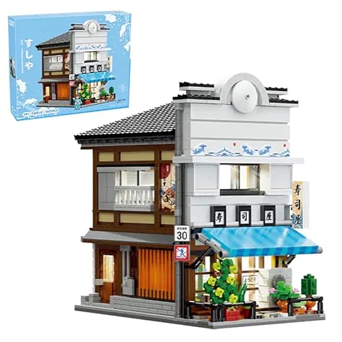 barweer Japan Sushi House Modular Buildings,Haus Bausteine Japanisch Architecture Modellbausatz Set für Erwachsene,Klemmbausteine Häuser Mit Figuren(1665 Teile) C66018W von barweer
