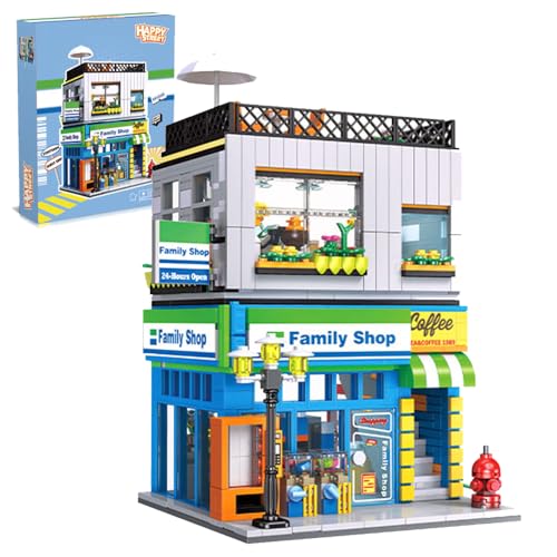 barweer Klemmbausteine Haus Family Shop Architecture Häuser Bausteine Modell Bausatz, Stadthaus Architektur Gebäude House Modular Building Set für Erwachsene und Kinder (1310 Teile) von barweer