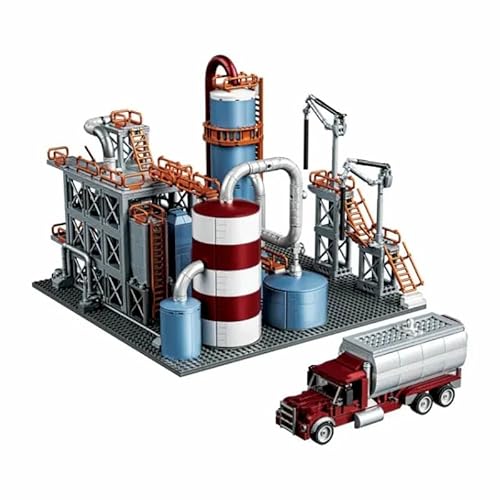 barweer Klemmbausteine Raffinerie Modell Set – Ölraffinerie Technik Gebäude Architektur Bausteine für Erwachsene und Kinder (1831 Teile) von barweer
