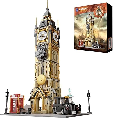 barweer Klemmbausteine Steampunk Clock Tower Park Architecture,Modular Building für Erwachsene Idea Home Büro-Deko Sammeln Geschenk Sammlerstücke,Pantasy 85008 (2460 Stücke) von barweer