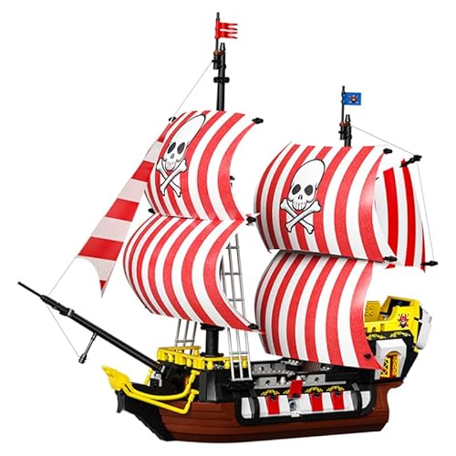 barweer Mini Steine Piratenschiff Technik Klemmbausteine, Black Beard Pirateship Schiff Segelschiff Buildings Modell, Modellschiff Sammlung Geschenk für Erwachsene (1036 Teile) von barweer