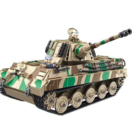 barweer King Tiger Heavy Panzer Klemmbaustein, Panlos 632015, Militär WW2 Panzer Tank Modell Bausteine Set, Sammlung Geschenk für Erwachsene und Männer (1974 Teile) von barweer