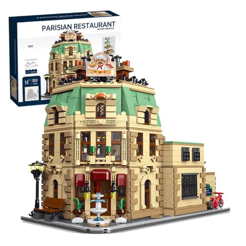 barweer Parisian Restaurant Klemmbausteine Haus,Häuser Bausteine, House Architecture Modell Bausatz, Stadthaus Gebäude Modular Building Set für Erwachsene (3104 Teile) von barweer
