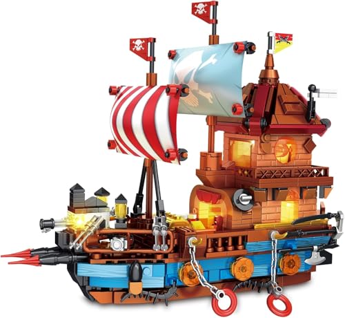 barweer Piratenschiff Technik Klemmbausteine,Schiff Segelschiff Buildings Modell, Modellschiff Sammlung Geschenk für Erwachsene (916 Teile) von barweer