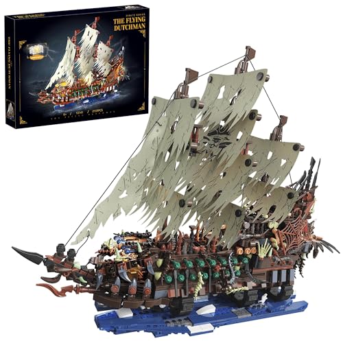 barweer Piratenschiff Technik Klemmbausteine,The Flying Dutchman Schiff Segelschiff Buildings Modell, Modellschiff Sammlung Geschenk für Erwachsene (2159 Teile) von barweer