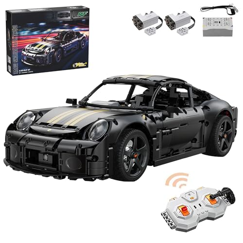barweer RUF GT Klemmbausteine Ferngesteuert Autos, 1:10 Maßstab RC Technik Sammlung Geschenk für Erwachsene und Männer,C63006M mit Motor,Building Set Groß Sportwagen Bausteine (1655 Teile) von barweer