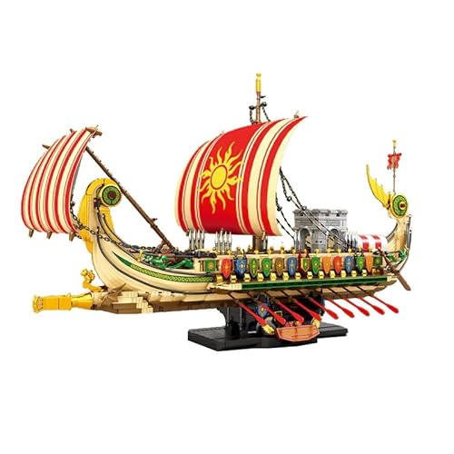 barweer Wikingerschiff Griechisches Kriegsschiff Bausatz Modellschiff mit Segeln Rudern,Technik Klemmbausteine Buildings Set für Erwachsene Historisches Piratenschiff Modell (80 cm Länge) 2982 Teile von barweer
