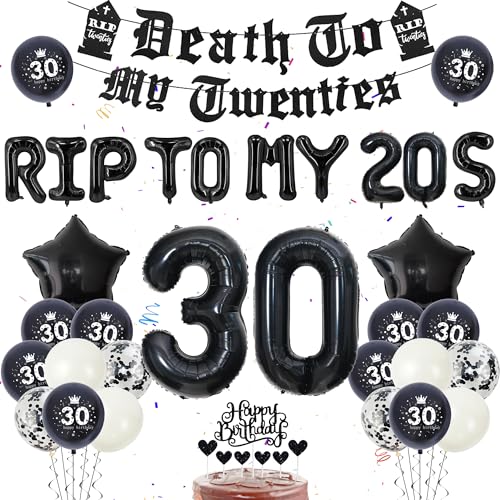 Rip Twenties 30.Geburtstag Party Deko - 56 Stück 30 Geburtstag Deko Death To My Twenties Banner Zahlen 30 Ballon Rip To My 20s Folienballon Latexballon Kuchendeko für Männer Frauen 30.Geburtstag Rip Twenties 30.Geburtstag Party Deko - 56 Stück 30 Geburtstag Deko Death To My Twenties Banner Zahlen 30 Ballon Rip To My 20s Folienballon Latexballon Kuchendeko für Männer Frauen 30.Geburtstag von batnite