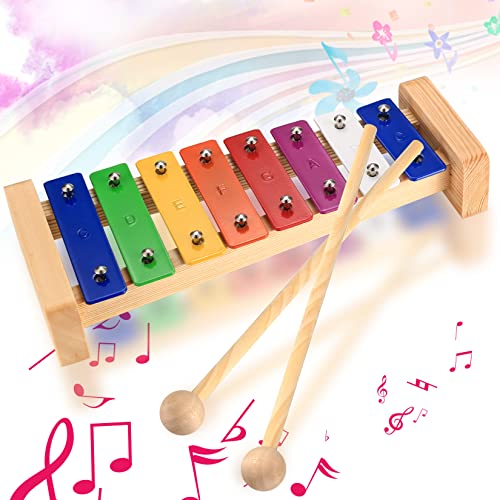 Xylophon Glockenspiel Holz, Rhythm Musikinstrumente, Holz Bunt Xylophon mit 2 Schlägel für Erwachsene Kinder Glockenspiel Spielzeug Geschenk von bayidun