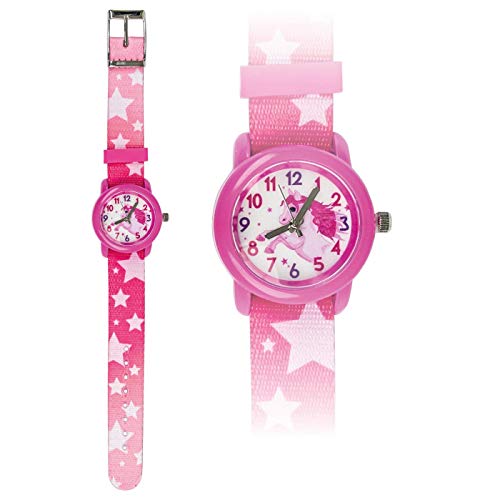bbKlostermann Kinderuhr, Textil Pferd, rosa von bb-Klostermann