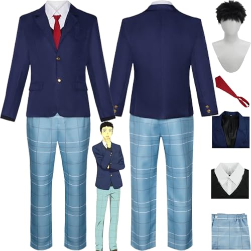 Anime My Dress Up Darling Staffel 2 Gojo Wakana Cosplay Kostüm Outfit Rollenspiel Uniform Komplettes Set Halloween Party Karneval Dress Up Anzug mit Perücke für Männer (XS) von bbganlian