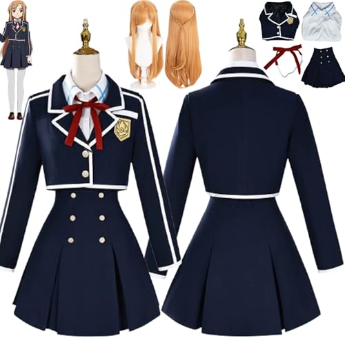 Anime Sword Art Online Yuuki Asuna Cosplay Kostüm Outfit Kirigaya Kazuto Rollenspiel Uniform Komplettes Set Halloween Party Karneval Dress Up Anzug mit Perücke für Frauen (XS) von bbganlian