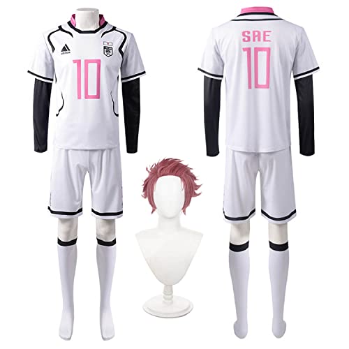 bbganlian Anime Blue Lock No.10 Sae Itoshi Cosplay Kostüm Outfit Michael Kaiser Rollenspiel Uniform Komplettes Set Halloween Karneval Party Dress Up Anzug mit Perücke für Männer (L) von bbganlian