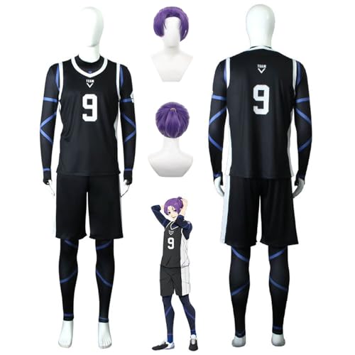 bbganlian Anime Blue Lock No.9 Mikage Reo Cosplay Kostüm Outfit Michael Kaiser Rollenspiel Uniform Komplettes Set Halloween Karneval Party Dress Up Anzug mit Perücke für Männer (XS) von bbganlian