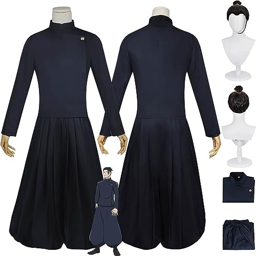 bbganlian Anime Charakter Geto Suguru Cosplay Kostüm Outfit Jujutsu Kaisen Staffel 2 Uniform Komplettes Set Halloween Karneval Party Dress Up Anzug mit Perücke für Männer (M) von bbganlian