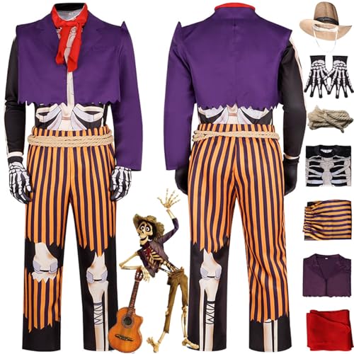 bbganlian Anime Charakter Hector Rivera Cosplay Kostüm Outfit Miguel Riveras Rollenspiel Uniform Komplettes Set Halloween Party Karneval Dress Up Anzug mit Hut für Männer (S) von bbganlian