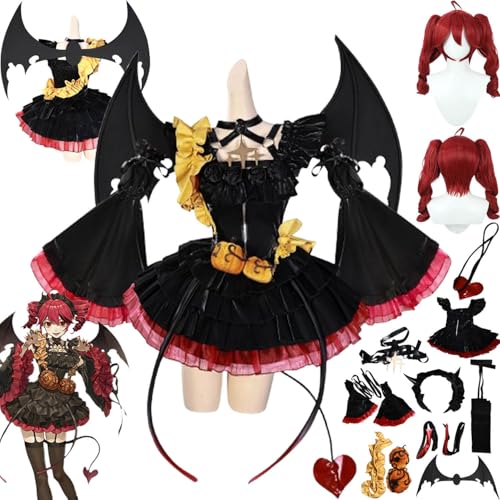 bbganlian Anime Charakter Kasane Teto Cosplay Kostüm Outfit Rollenspiel Uniform Komplettes Set Halloween Karneval Dress Up Anzug mit Perücke Schwanz Flügel Kopfschmuck für Frauen (XXL) von bbganlian