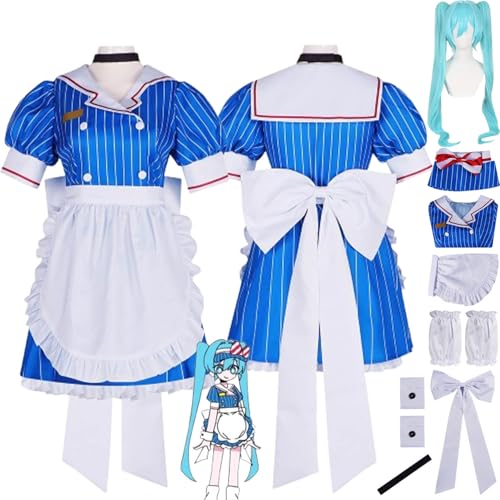 bbganlian Anime Charakter Kasane Teto Mesmerizer Cosplay Kostüm Outfit Hatsune Miku Rollenspiel Uniform Komplettes Set Halloween Karneval Dress Up Anzug mit Perücke Hut für Frauen (XL) von bbganlian