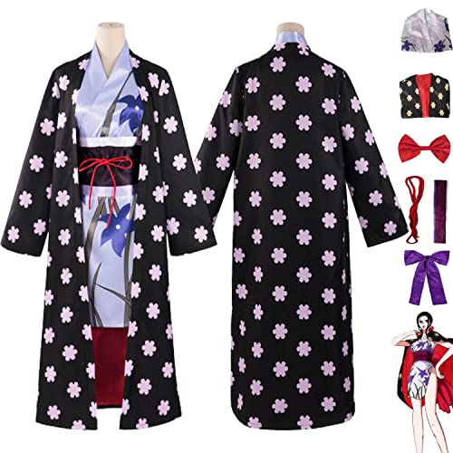 bbganlian Anime Charakter Nico Robin Cosplay Kostüm Outfit One Piece Wano Kuni Country Uniform Komplettes Set Halloween Karneval Party Dress Up Anzug mit Kopfschmuck für Frauen (XXXL) von bbganlian