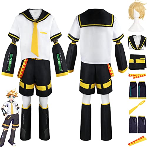 bbganlian Anime Charakter Rin Len Cosplay Kostüm Outfit Rollenspiel Uniform Komplettes Set Halloween Karneval Party Dress Up Anzug mit Perücke für Männer (M) von bbganlian