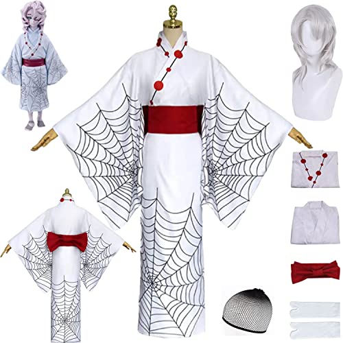 bbganlian Anime Charakter Rui Cosplay Kostüm Outfit Dämonentöter Kanroji Mitsuri Uniform Umhang Komplettes Set Halloween Party Karneval Dress Up Anzug mit Perücke für Frauen (S) von bbganlian