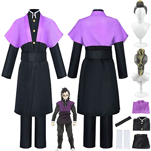 bbganlian Anime Charakter Shinazugawa Genya Cosplay Kostüm Outfit Dämonentöter Kanroji Mitsuri Uniform Komplettes Set Halloween Party Karneval Dress Up Anzug mit Perücke für Männer (XXL) von bbganlian