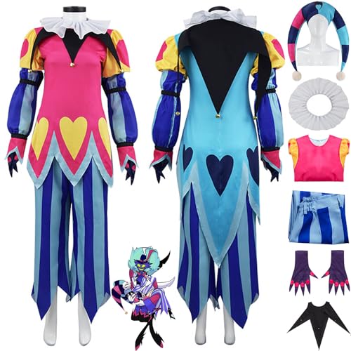 bbganlian Anime Hazbin Hotel Fizzarolli Cosplay Kostüm Outfit Lucifer Morningstar Rollenspiel Uniform Komplettset Halloween Karneval Dress Up Anzug mit Hut für Frauen Mädchen (M) von bbganlian