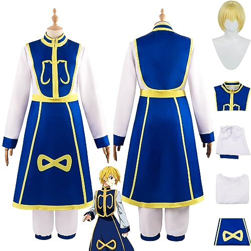 bbganlian Anime Hunter x Hunter Kurapika Cosplay Kostüm OutfitHisoka Rollenspiel Uniform Komplettes Set Halloween Karneval Party Dress Up Anzug mit Perücke für Männer (XL) von bbganlian