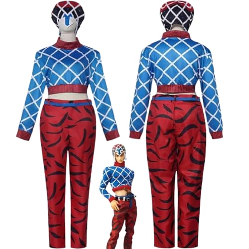 bbganlian Anime JoJo's Bizarre Adventure Guido Mista Cosplay Kostüm Outfit Kira Yoshikage Rollenspiel Uniform Komplettes Set Halloween Party Karneval Dress Up Anzug für Männer (XS) von bbganlian