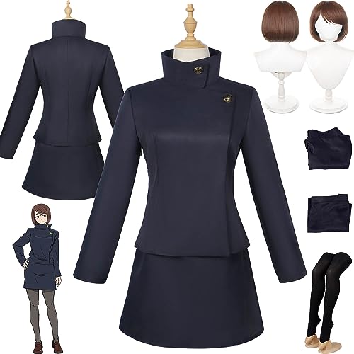 bbganlian Anime Jujutsu Kaisen Staffel 2 Ieiri Shoko Cosplay Kostüm Outfit Amanai Riko Uniform Komplettset Halloween Karneval Party Dress Up Anzug mit Perücke für Frauen Mädchen (XXXL) von bbganlian