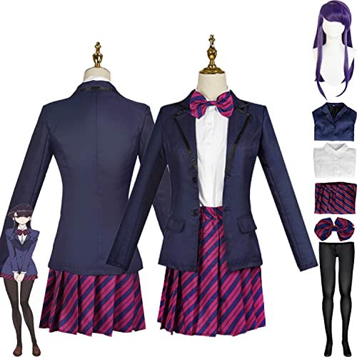 bbganlian Anime Komi Can't Communicate Komi Shouko Cosplay Kostüm Outfit Rollenspiel JK Uniform Komplettes Set Halloween Party Karneval Dress Up Anzug mit Perücke für Frauen (M) von bbganlian