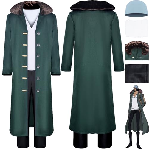 bbganlian Anime One Piece Kuzan Cosplay Kostüm Outfit Nico Robin Monkey D Garp Rollenspiel Uniform Komplettes Set Halloween Party Karneval Dress Up Anzug mit Hut für Männer (S) von bbganlian