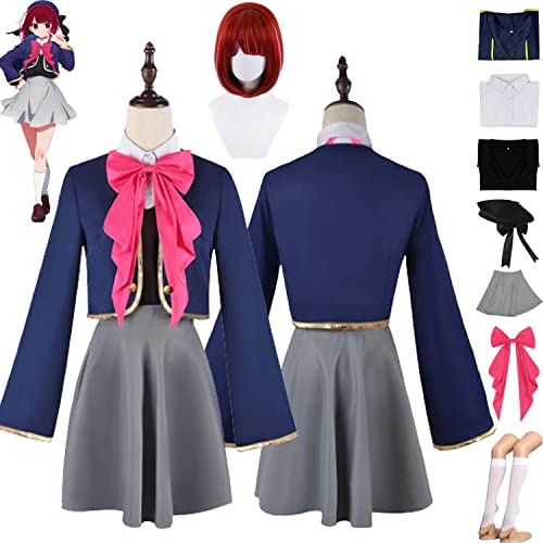 bbganlian Anime Oshi No Ko Arima Kana Cosplay Kostüm Outfit Hoshino Ai Rollenspiel Uniform Komplettes Set Halloween Karneval Party Dress Up Anzug mit Perücke Hut für Frauen (M) von bbganlian