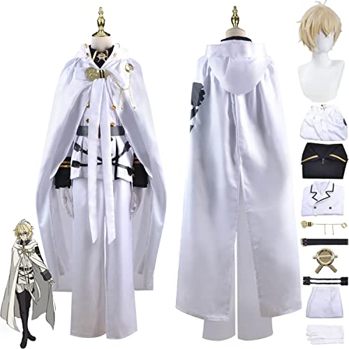 bbganlian Anime Seraph of The End Mikaela Hyakuya Cosplay Kostüm Outfit Krui Tepes Rollenspiel Uniform Komplettes Set Halloween Karneval Dress Up Anzug mit Perücke für Männer (XL) von bbganlian