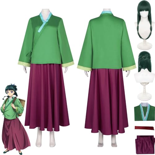 bbganlian Anime The Apothecary Diaries Maomao Cosplay Kostüm Outfit Rollenspiel Uniform Komplettes Set Halloween Karneval Party Dress Up Anzug mit Perücke für Frauen (XXXL) von bbganlian