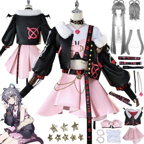 bbganlian Anime Virtual Idol Luo Tianyi Cosplay Kostüm Outfit Vocaloid Rollenspiel Uniform Komplettes Set Halloween Party Karneval Dress Up Anzug mit Perücke Ohrringe für Frauen (XXXL) von bbganlian