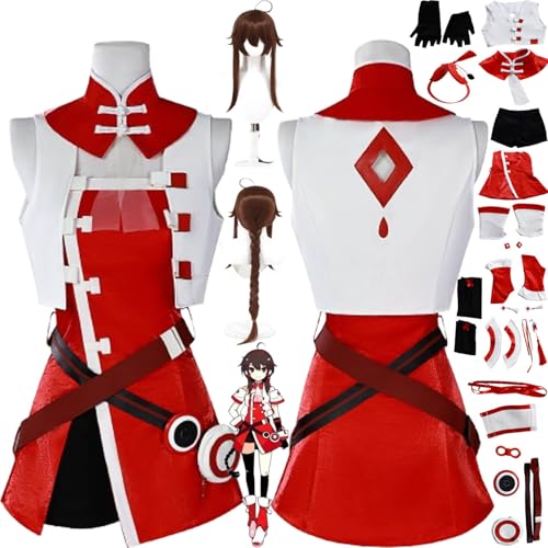 bbganlian Anime Virtual Idol Yuezheng Ling Cosplay Kostüm Outfit Rollenspiel Uniform Komplettes Set Halloween Party Karneval Dress Up Anzug mit Perücke Kopfschmuck für Frauen (M) von bbganlian