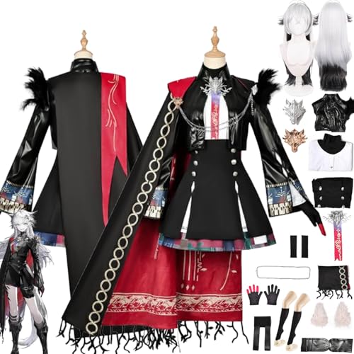 bbganlian Arknights Lappland the Decadenza Cosplay Kostüm Outfit Spielcharakter Kal'tsit Uniform Komplettes Set Halloween Party Karneval Dress Up Anzug mit Perücke für Frauen (XXXL) von bbganlian