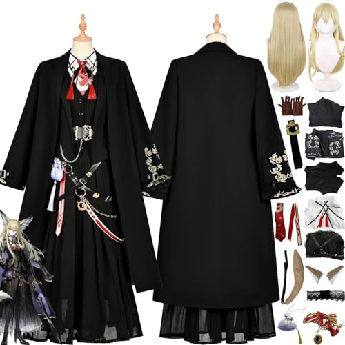 bbganlian Arknights Vulpisfoglia Cosplay Kostüm Outfit Spielcharakter Uniform Komplettes Set Halloween Party Karneval Dress Up Anzug mit Schwanz Perücke Falsches Ohr für Frauen (XS) von bbganlian