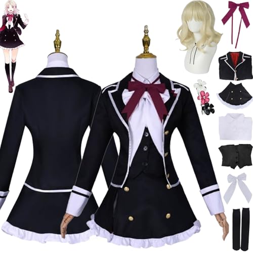 bbganlian Diabolik Lovers Komori Yui Cosplay Kostüm Outfit Spielcharakter Uniform Komplettes Set Halloween Party Karneval Dress Up Anzug mit Perück Kopfschmuck für Frauen Mädchen (M) von bbganlian