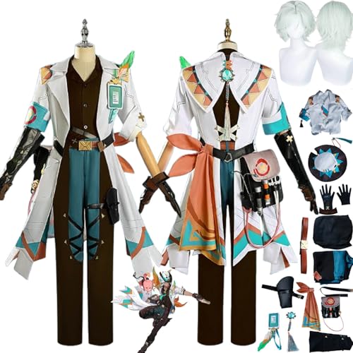 bbganlian Genshin Impact Ifa Cosplay Kostüm Outfit Spielcharakter Yumemizuki Mizuki Uniform Komplettes Set Halloween Party Karneval Dress Up Anzug mit Perücke Hut für Männer (XXL) von bbganlian