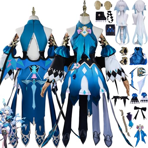 bbganlian Honkai Star Rail Cerydra Cosplay Kostüm Outfit Spiel Charakter Uniform Komplettes Set Halloween Party Karneval Dress Up Anzug mit Perücke Kopfschmuck Flügel für Frauen (L) von bbganlian
