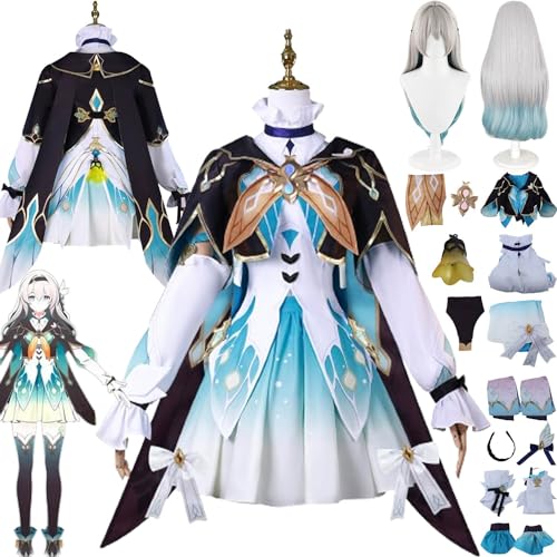 bbganlian Honkai Star Rail Firefly Cosplay Kostüm Outfit Spiel Charakter Fugue Uniform Komplettes Set Halloween Party Karneval Dress Up Anzug mit Perücke Kopfschmuck für Frauen (S) von bbganlian
