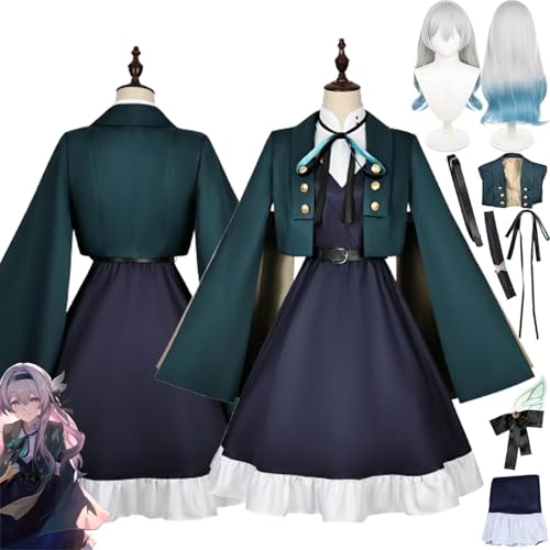 bbganlian Honkai Star Rail Firefly Neue Haut Cosplay Kostüm Outfit Spiel Charakter Uniform Komplettes Set Halloween Party Karneval Dress Up Anzug mit Perücke Kopfschmuck für Frauen (M) von bbganlian