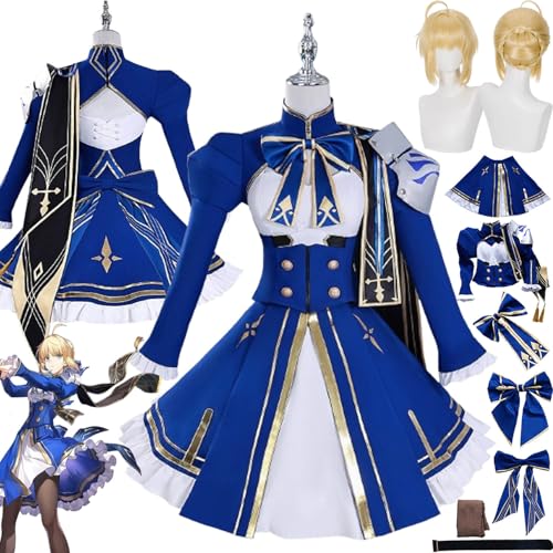 bbganlian Honkai Star Rail Saber Cosplay Kostüm Outfit Spielcharakter Castorice Uniform Komplettes Set Halloween Karneval Party Dress Up Anzug mit Perücke Kopfschmuck für Frauen (M) von bbganlian