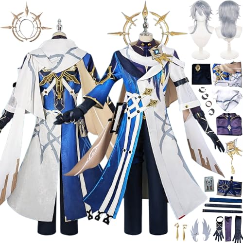 bbganlian Honkai Star Rail Sunday Neue Haut Cosplay Kostüm Outfit Spiel Charakter Uniform Komplettes Set Halloween Party Karneval Dress Up Anzug mit Perücke Kopfschmuck für Männer (M) von bbganlian