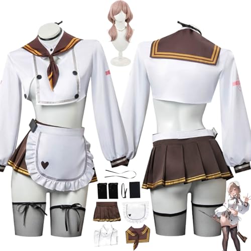 bbganlian NIKKE The Goddess of Victory Brady Cosplay Kostüm Outfit Arcana Spielcharakter Uniform Komplettes Set Halloween Karneval Party Dress Up Anzug mit Perücke für Frauen (XL) von bbganlian