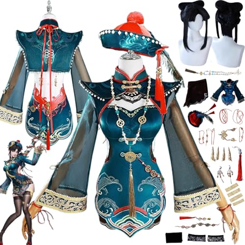 bbganlian Naraka Bladepoint Tessa Neue Haut Cosplay Kostüm Outfit Spiel Charakter Uniform Komplettes Set Halloween Karneval Dress Up Anzug mit Perück Hut Kopfschmuck für Frauen (XS) von bbganlian